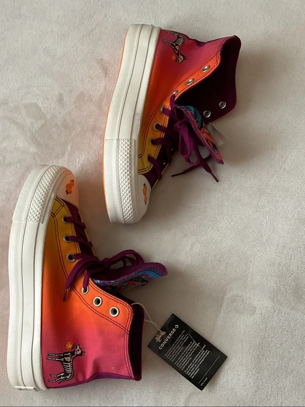 Converse Kids High-Top Sneakers in Orange & Purple